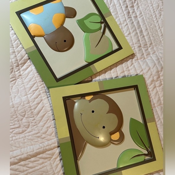 Set of 2 Papagayo by Lambs & Ivy Pictures of Turtle and Monkey, NEW - Picture 5 of 5